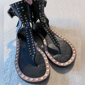 Isabel Marant 38 Black Leather Gladiator Sandal